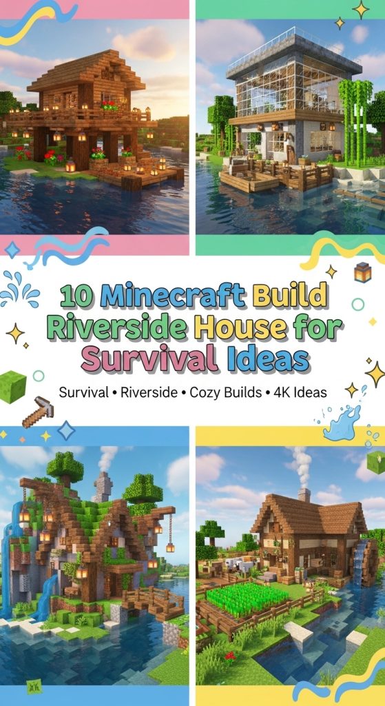 10 Minecraft Build Riverside House for Survival Ideas
