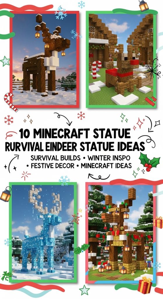10 Minecraft Statue Survival Reindeer Statue Ideas